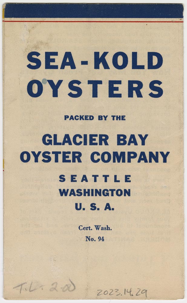 Image of Sea-Kold Fresh Oysters cookbook, circa 1938
