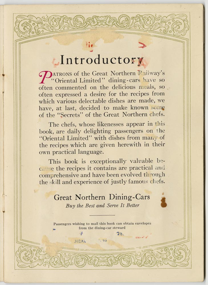 Image of Great Northern Secrets cookbook, circa 1925