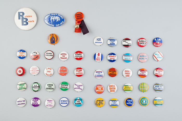 Image of Collection of pep buttons, 1968-1971