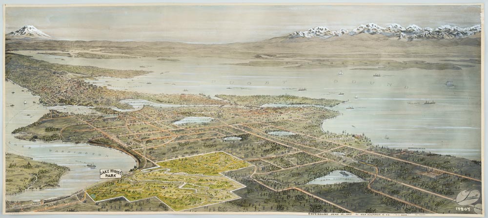 Image of Birdseye View of Lake Forest Park and Seattle, 1910