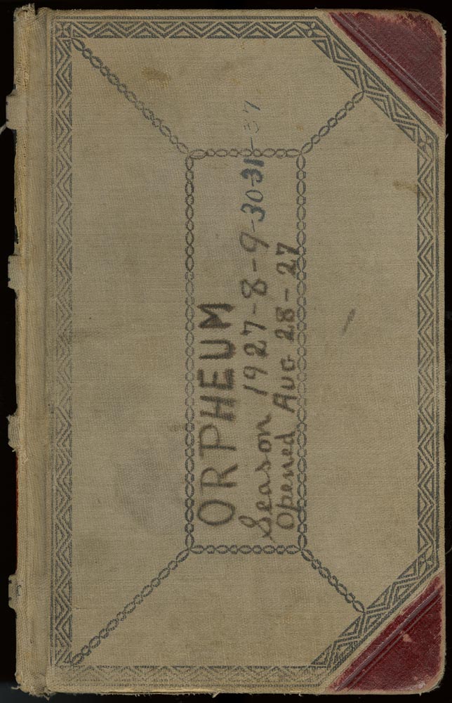 Image of Orpheum Theatre logbook, 1927-1937