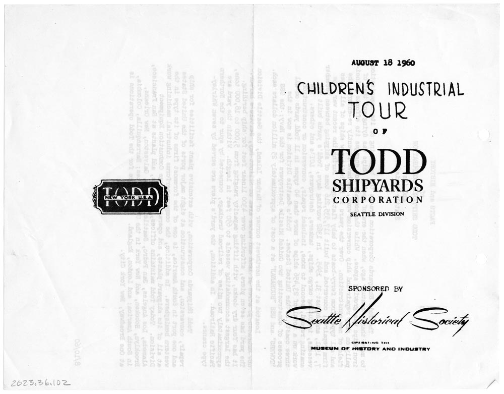 Image of Facts and History of Todd Shipyards Corporation and its Seattle Division, August 10, 1960