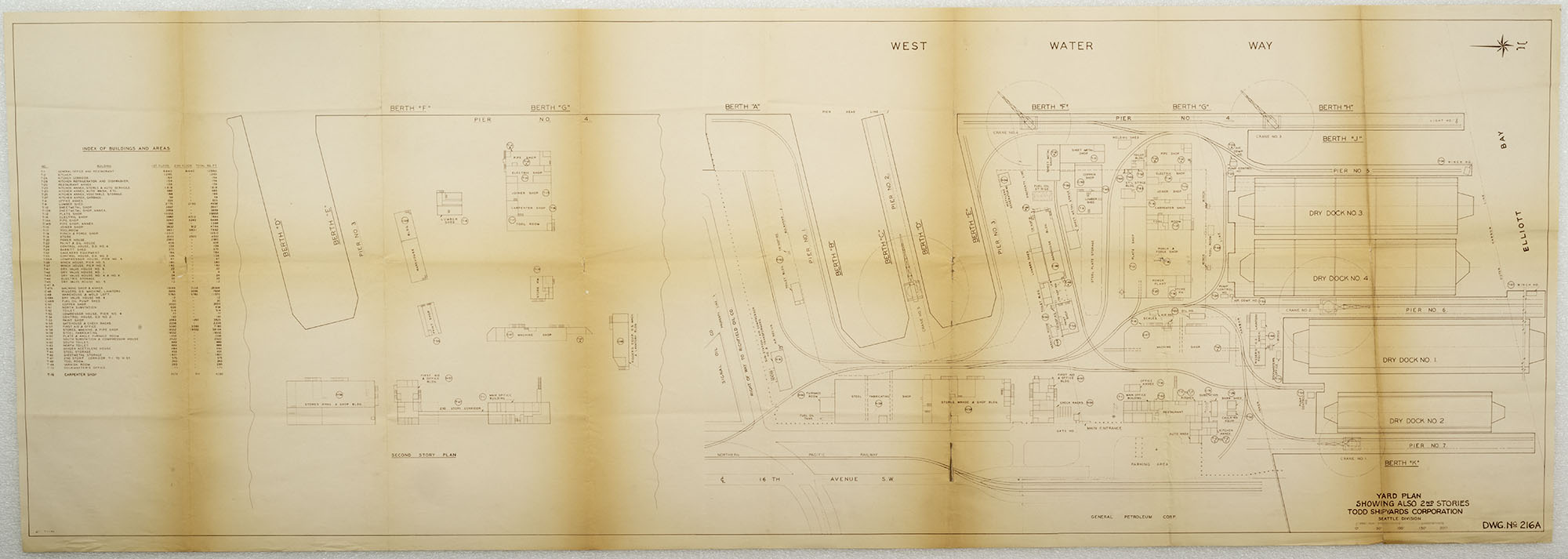 Image of Copy of yard plan, also showing  second stories, Todd Shipyards Corporation, Seattle Division, September 27, 1946