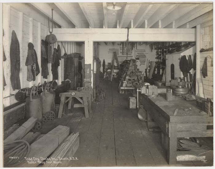 Image of Boiler Shop Tool Room, Todd Dry Docks, Inc., Seattle, circa 1920