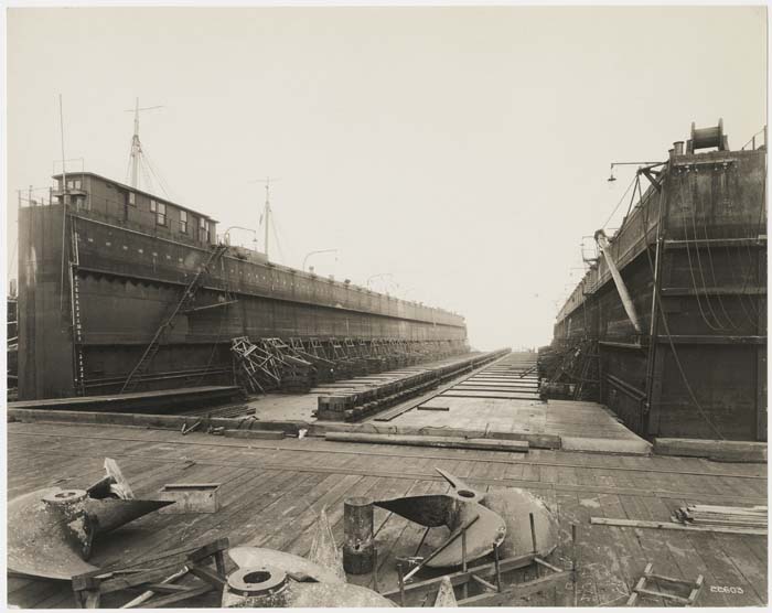 Image of 12,000 ton steel dry dock, Todd Dry Docks, Inc., Seattle, circa 1920