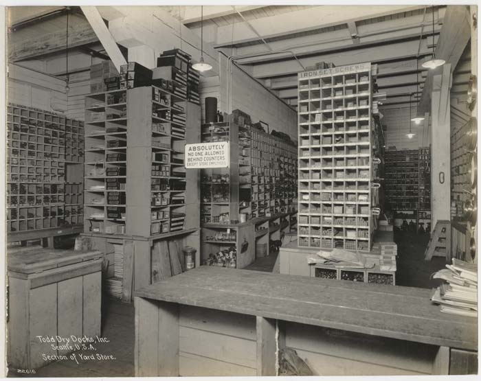 Image of Section of Yard Store, Todd Dry Docks, Inc., Seattle, circa 1920