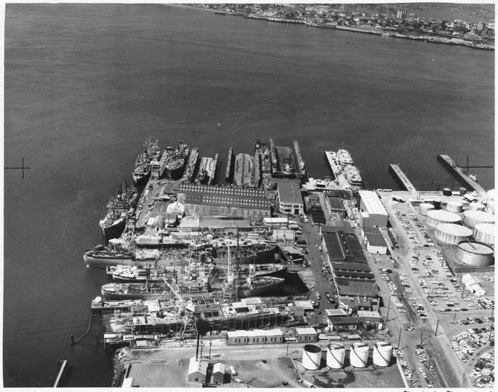 Image of Aerial view looking north, Todd Shipyards Corporation, Seattle Division, July 8, 1966