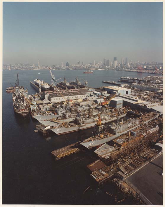 Image of Aerial view looking northeasterly, Todd Pacific Shipyards Corp, Seattle Division, 1983