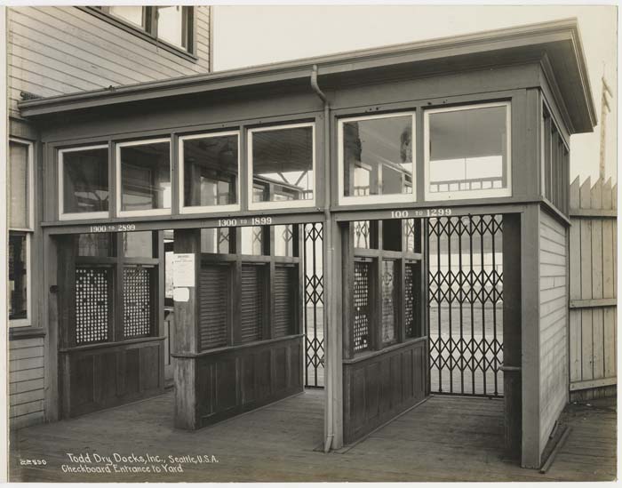 Image of Checkboard Entrance to Yard, Todd Dry Docks, Inc., Seattle, circa 1920