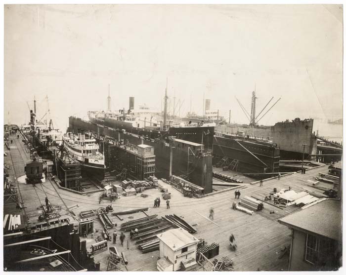 Image of Steamer West Harlan in drydock, Todd Dry Dock, Seattle, July 1919