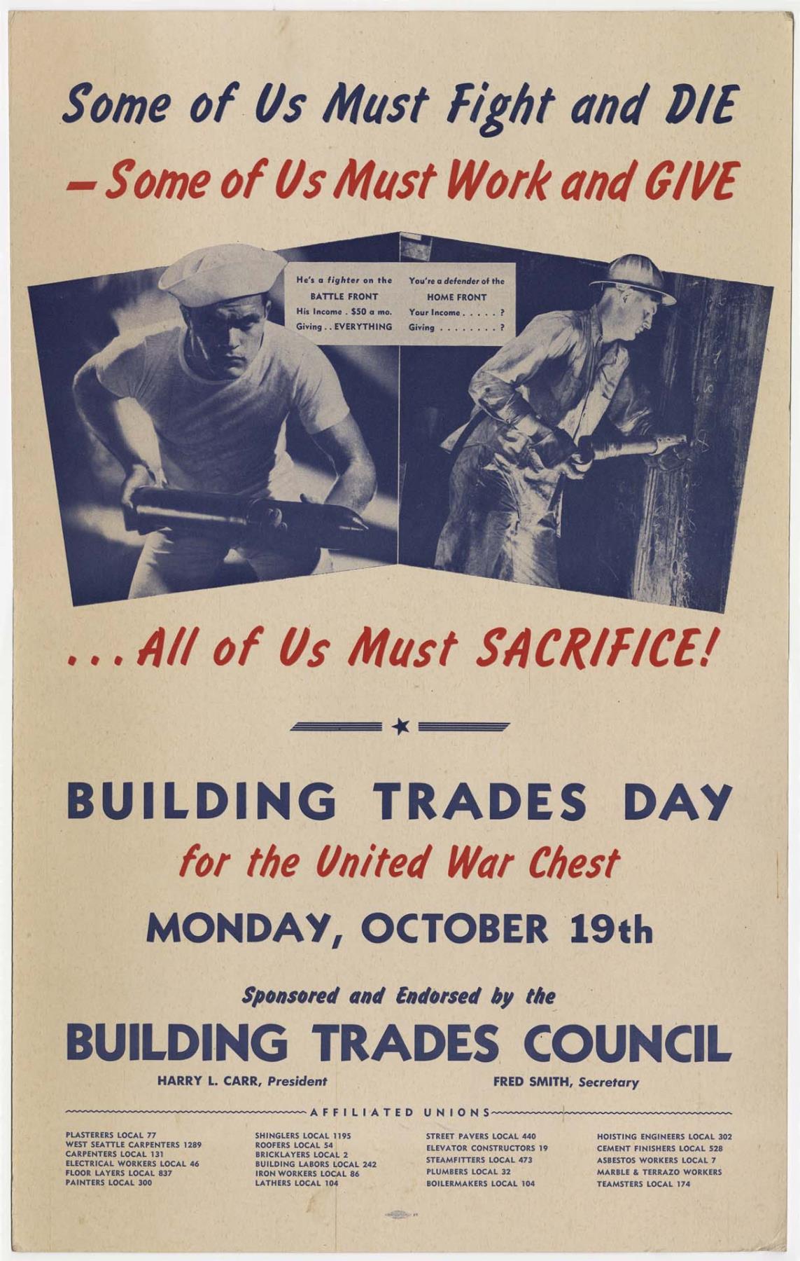 Image of Building Trades Day for the United War Chest poster, 1942