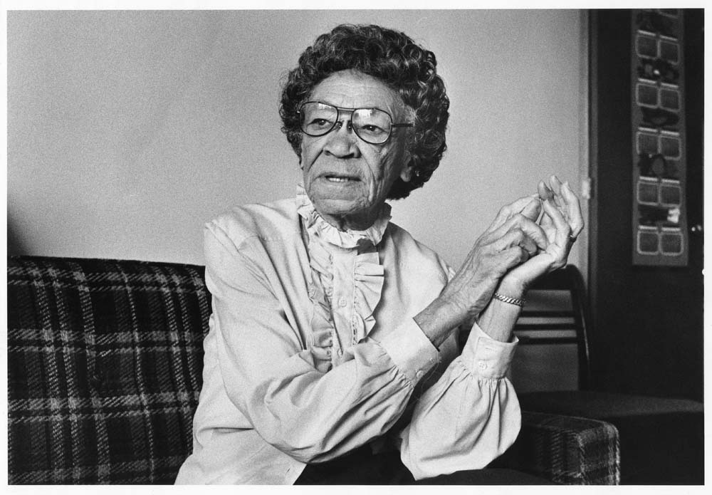 Image of Bertha Pitts Campbell sitting, Seattle, January 1981