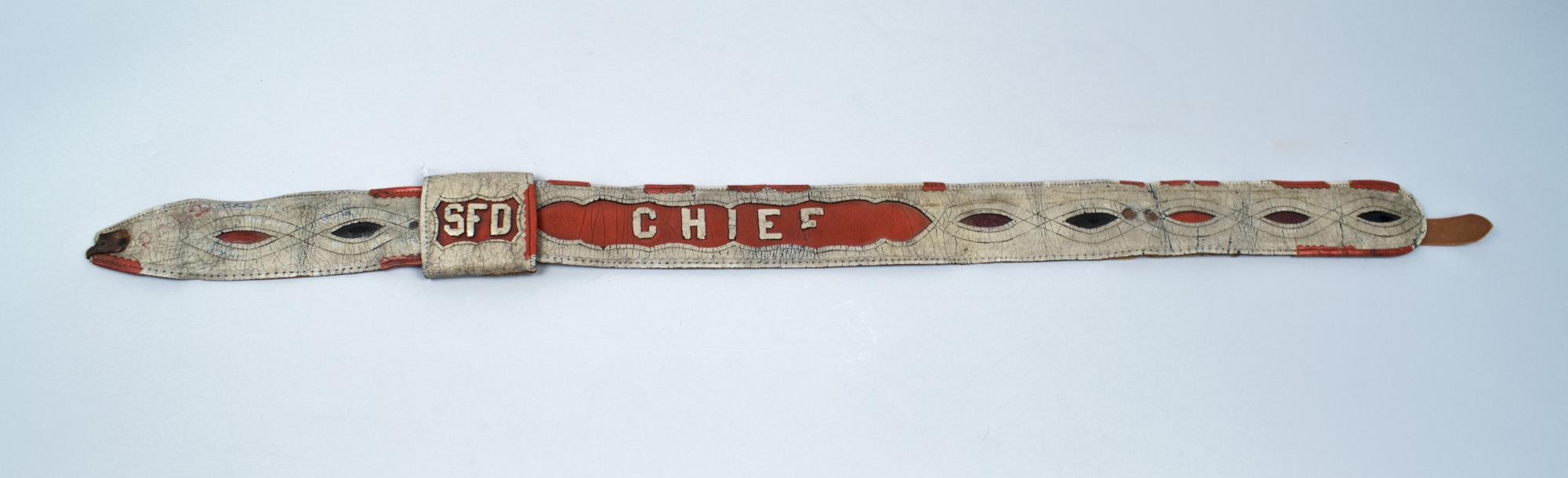 Image of Fireman's belt worn by Josiah Collins, 1885-1895