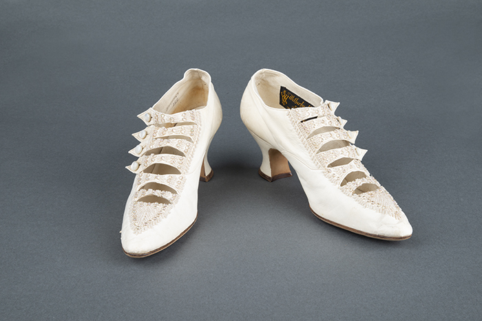 Image of White kid leather wedding shoes, 1906
