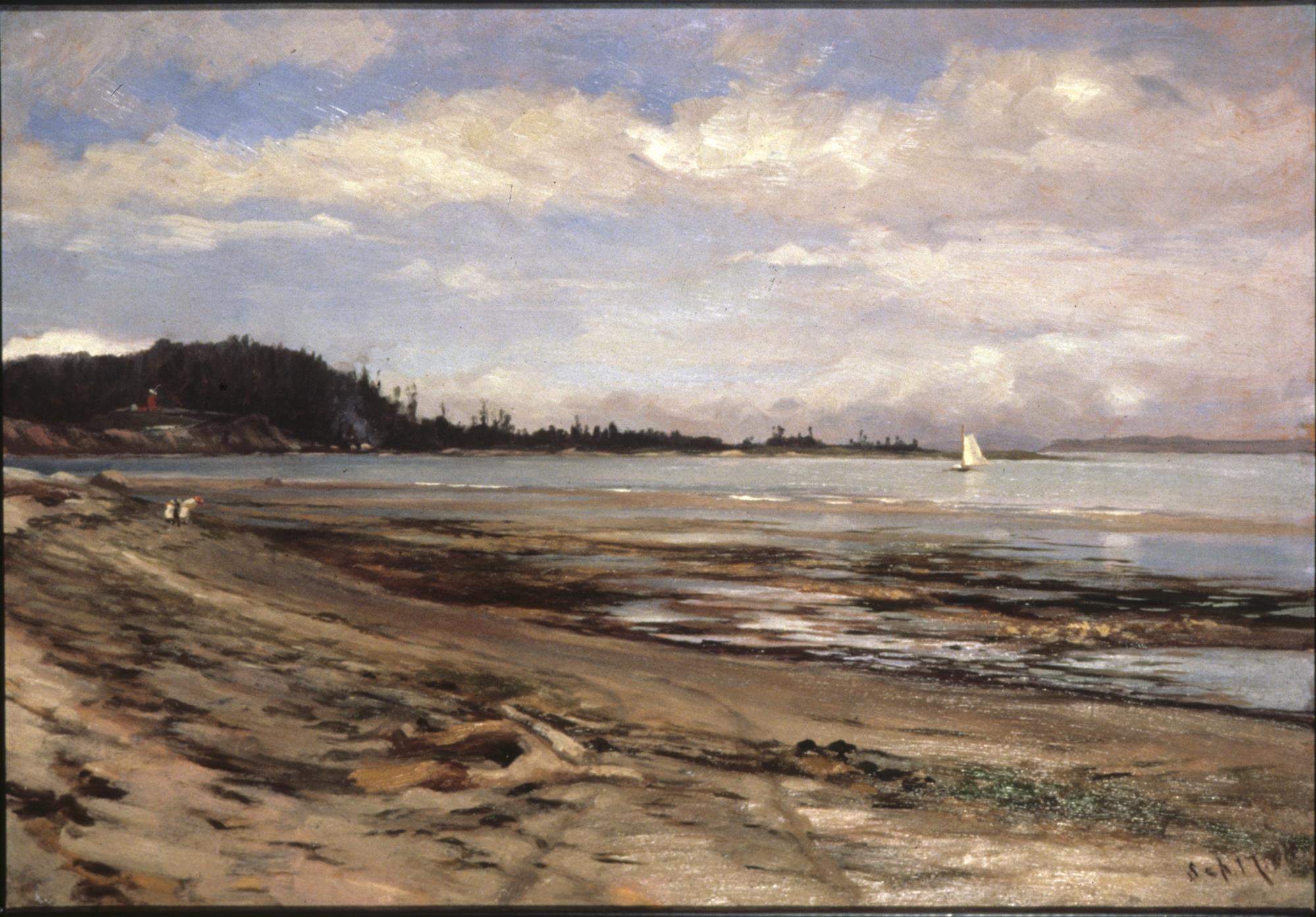 Image of Oil painting of Puget Sound near Port Townsend by Harriet Foster Beecher, September 17, 1888