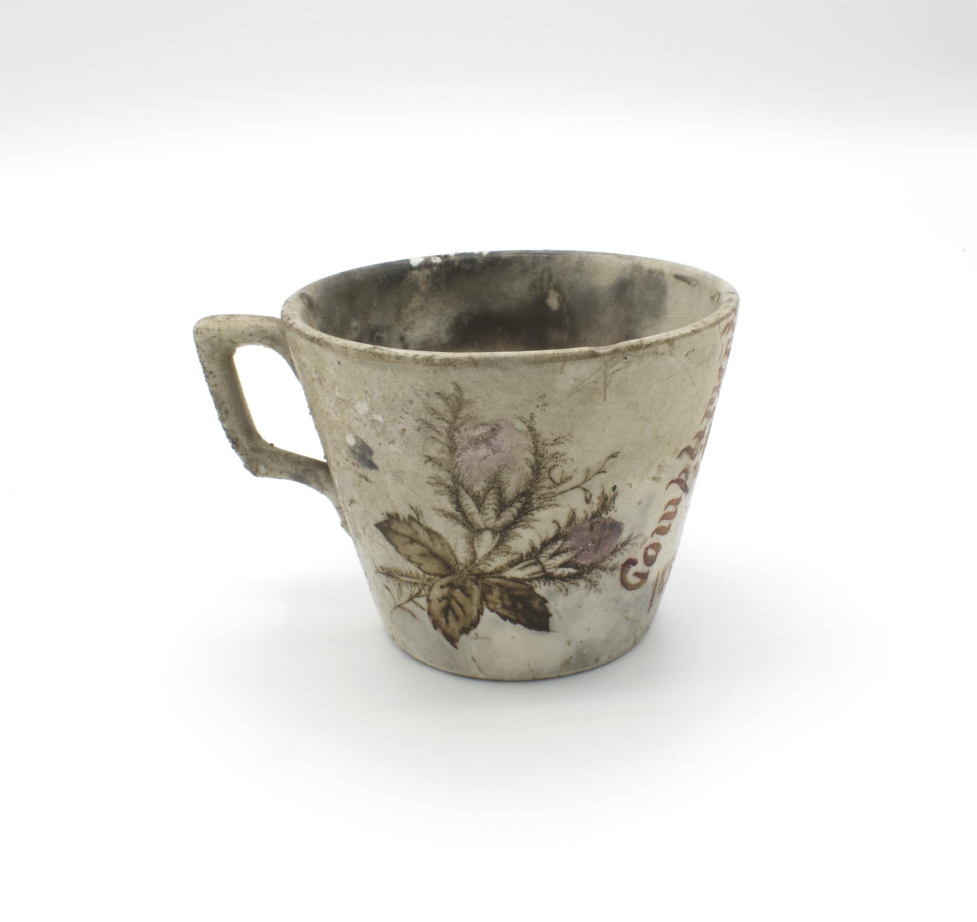 Image of China plate and cup that were in the Seattle Fire of 1889