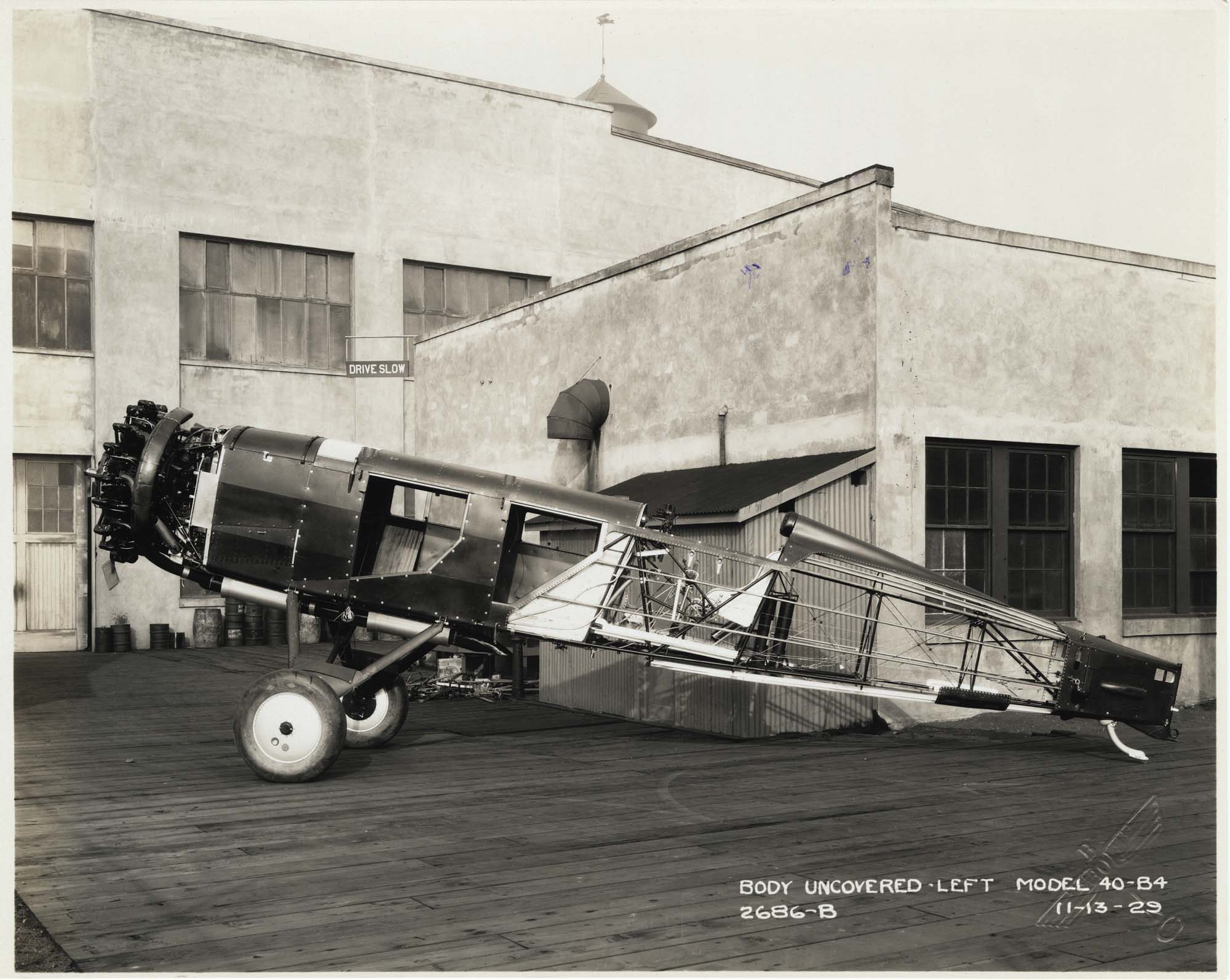 Image of Boeing Model 40-B4 plane body, November 13, 1929