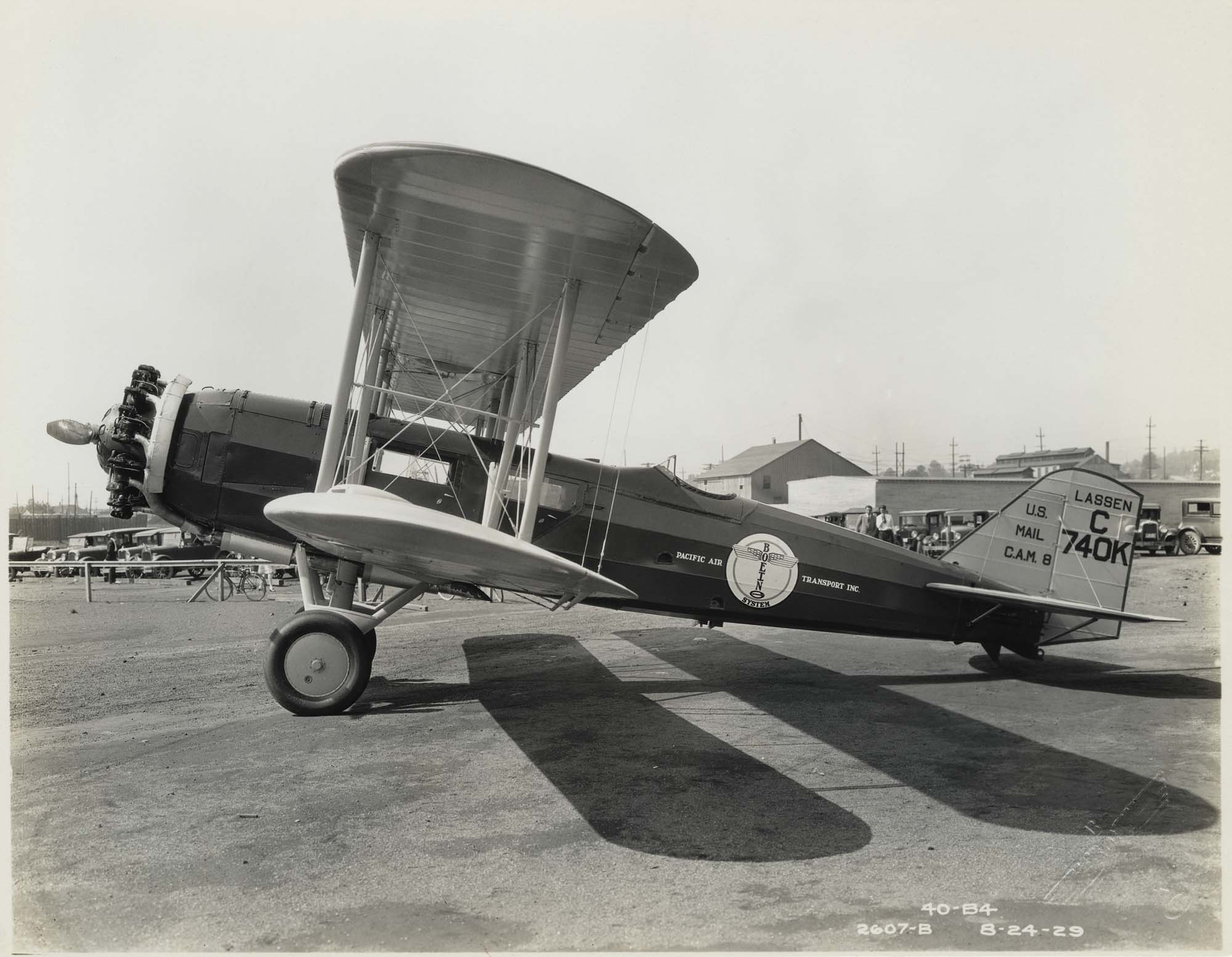 Image of Boeing Model 40-B4 mail plane at Boeing factory, August 24, 1929