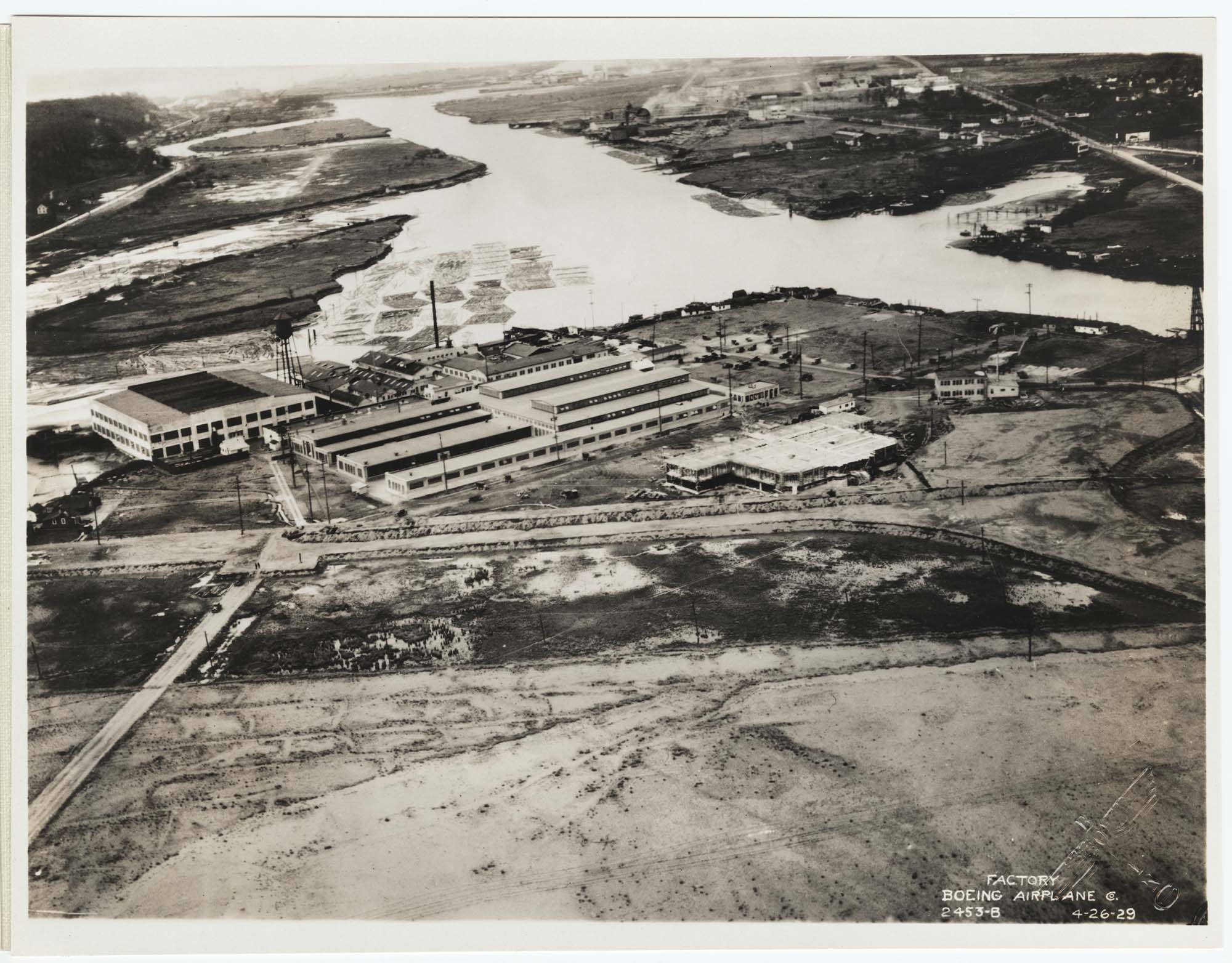 Image of Aerial view of Boeing Airplane Company plant on the Duwamish River, April 26, 1929