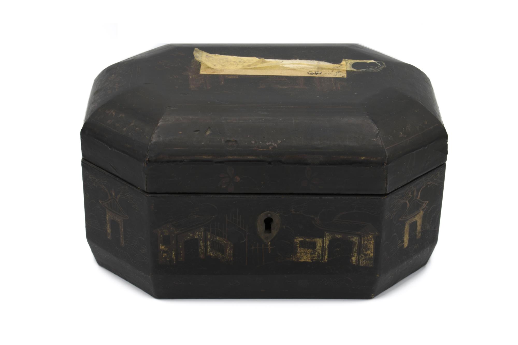 Image of Black wooden trinket box, 1854
