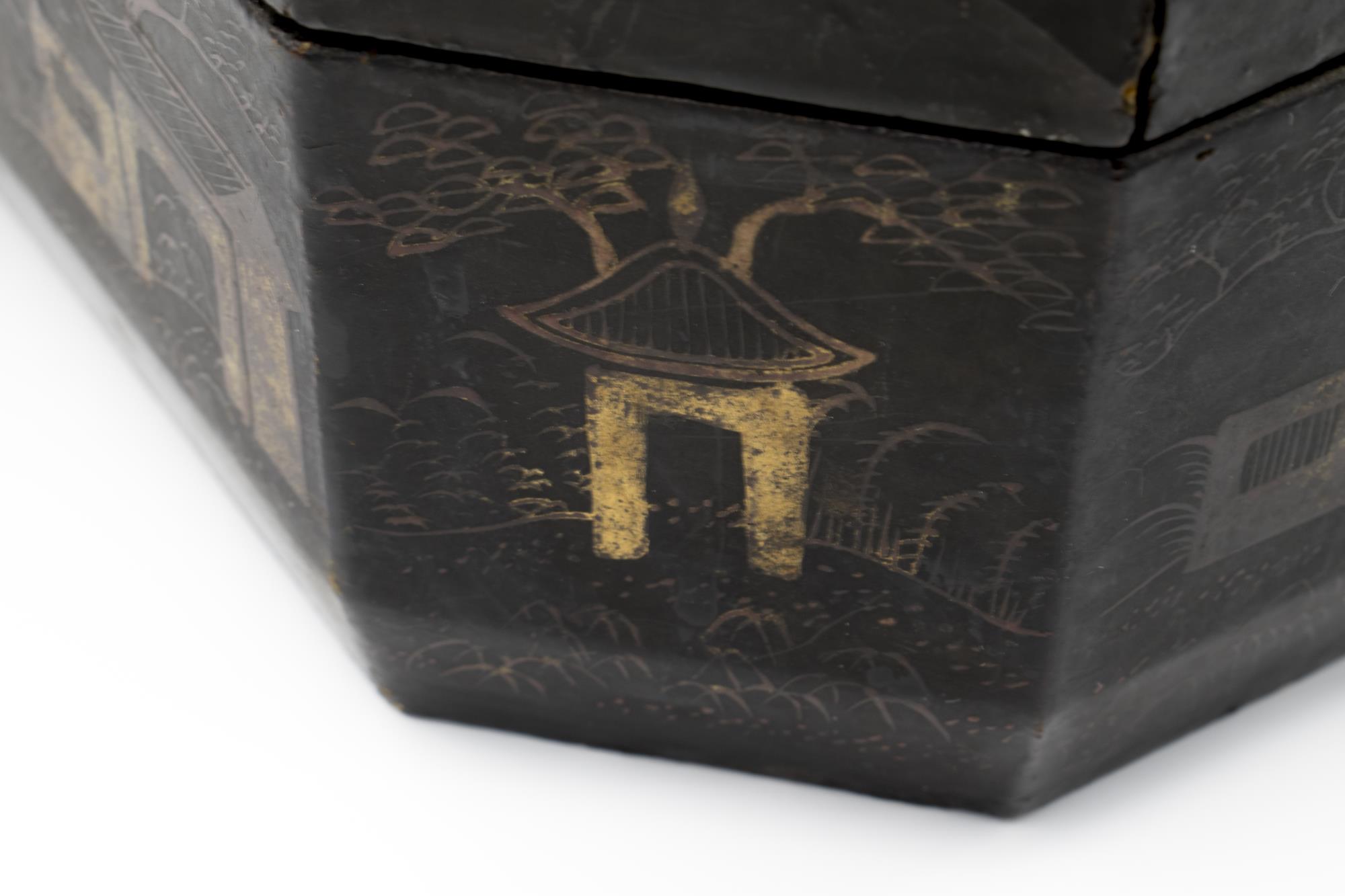 Image of Black wooden trinket box, 1854