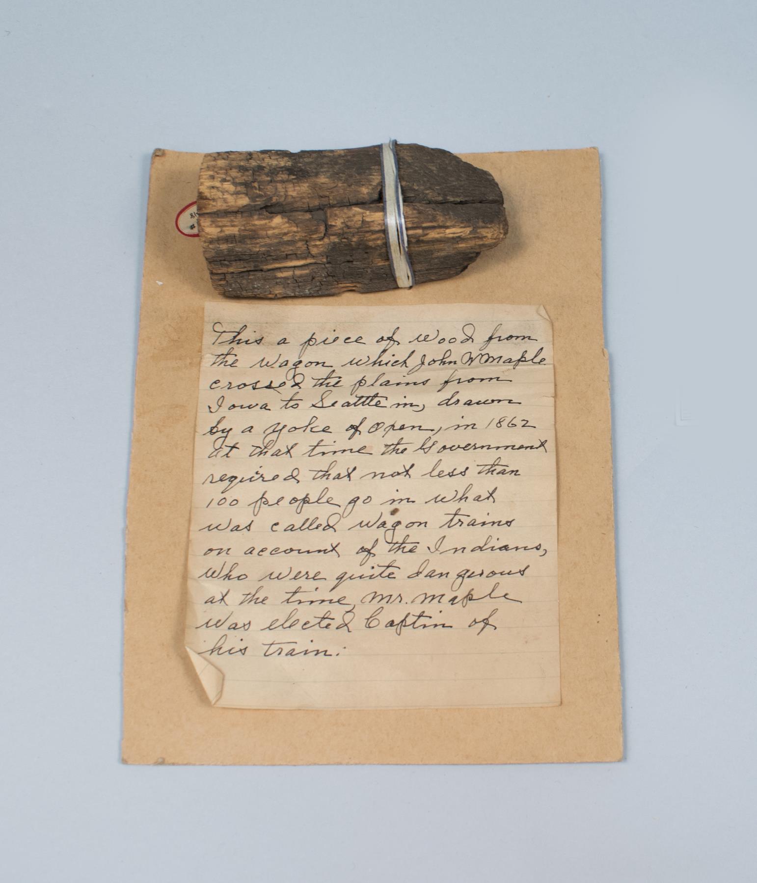 Image of Piece of wood from the Maple family wagon, 1862