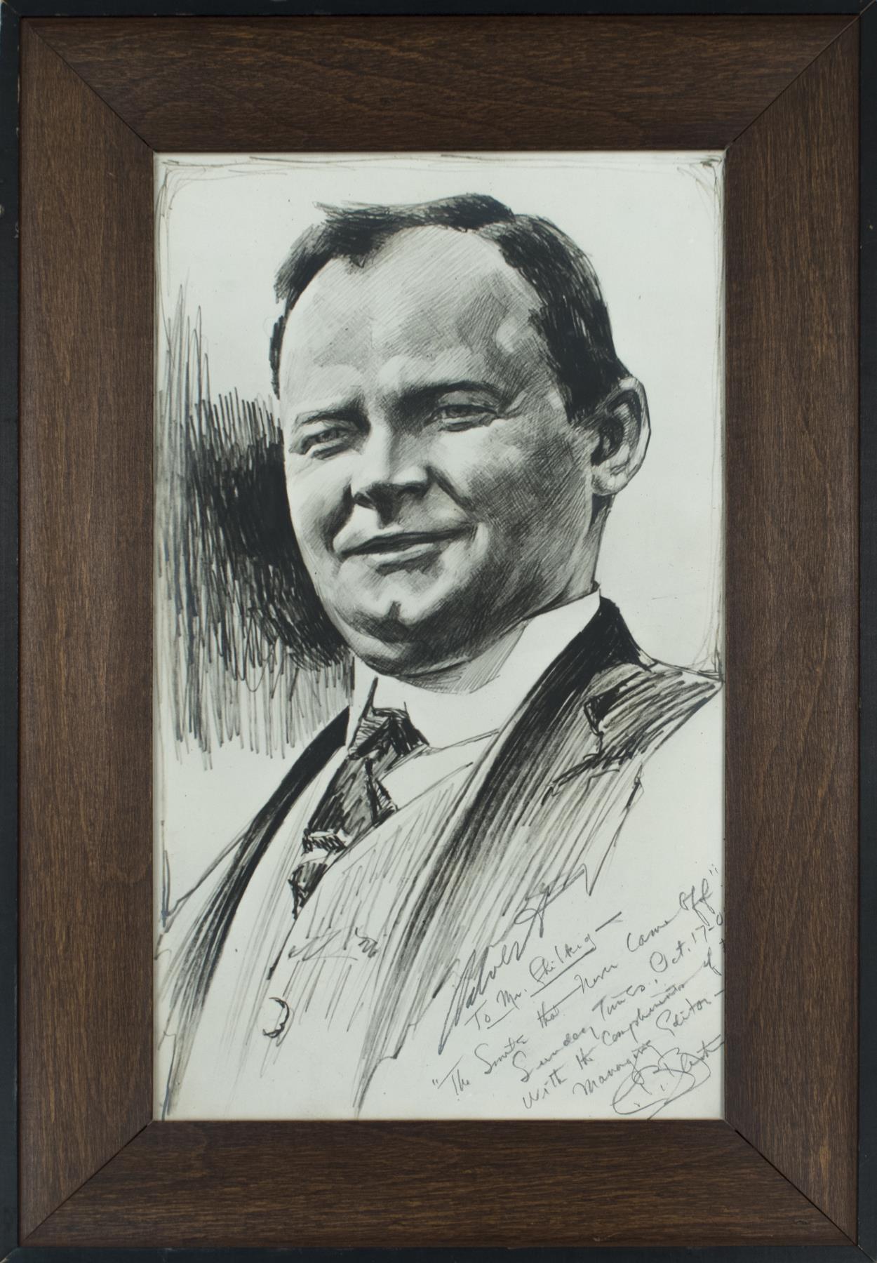 Image of Photographic print of portrait drawing of John Edward Chilberg by Frank Calvert, 1909