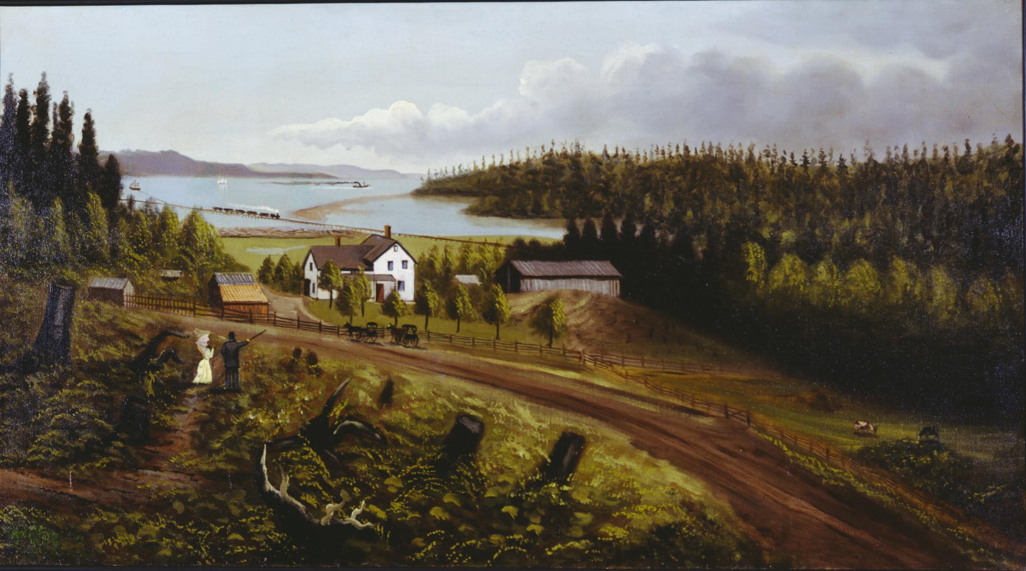 Image of Painting of Smith's Cove and Dr. Henry Smith's house by Emily Inez Denny, 1870-1880