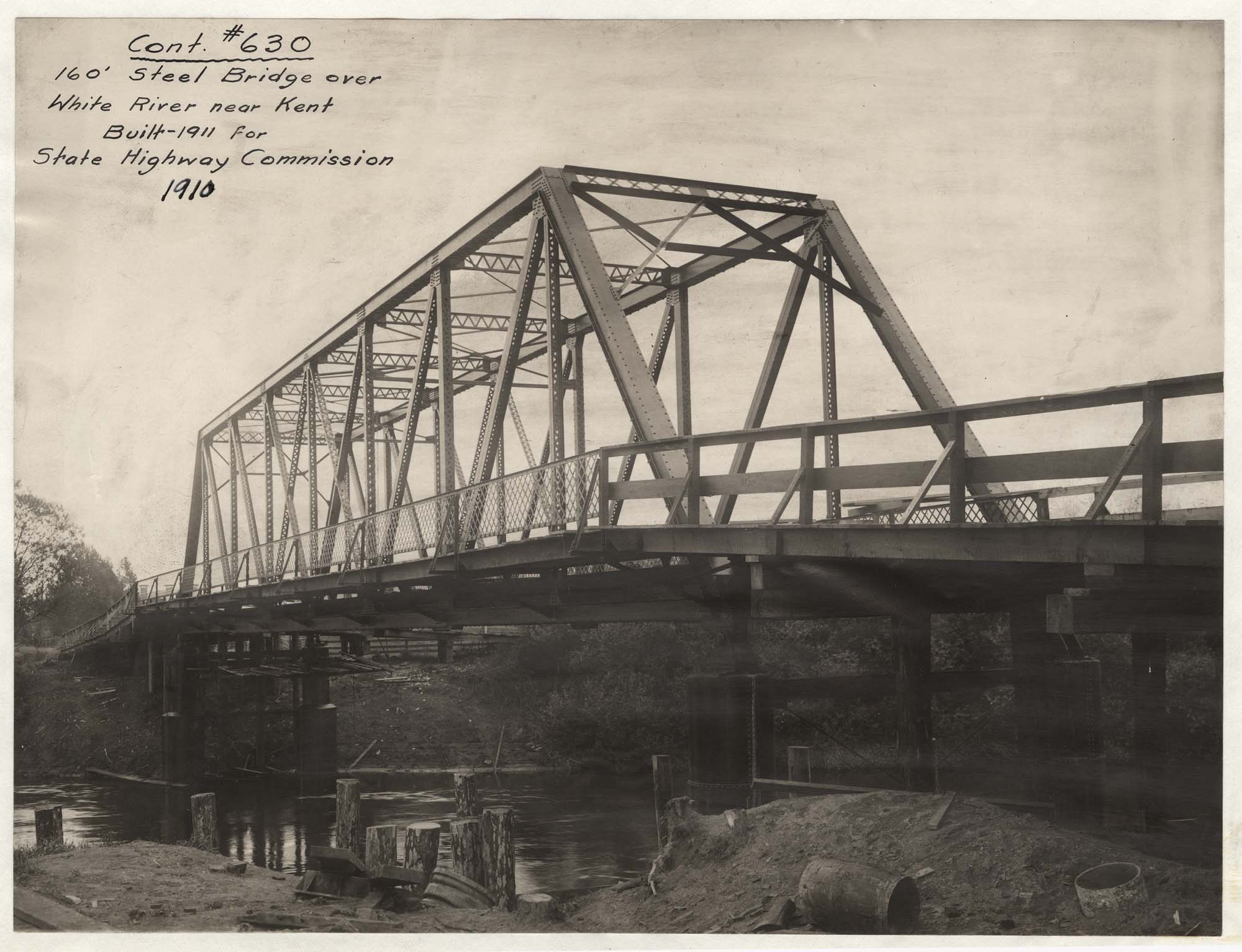 Image of Steel bridge over White River near Kent, Washington, circa 1911