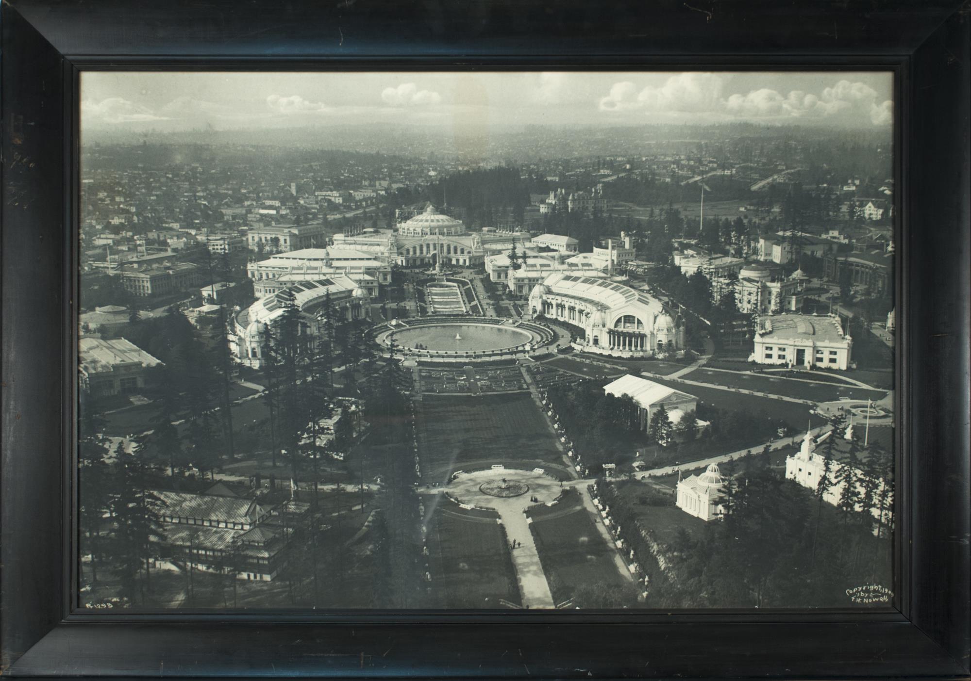 Image of Aerial photograph of the Alaska-Yukon-Pacific Exposition (AYPE) fairgrounds by Richard T. Jones, 1909