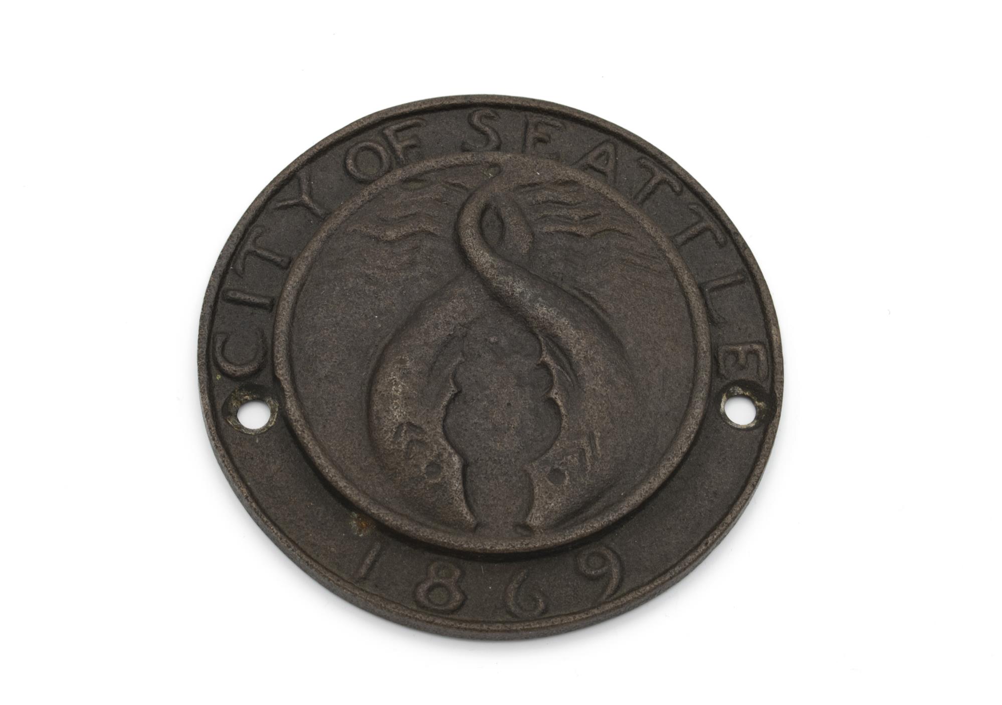 Image of Bronze medallion for street lamp base, ca. 1928