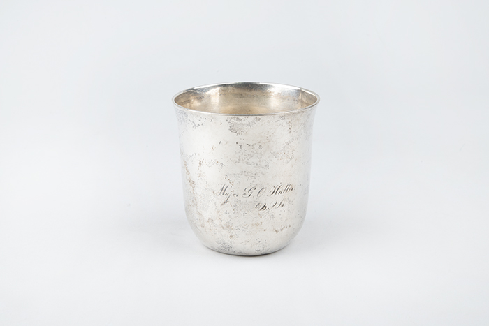 Image of Silver cup engraved with the name 