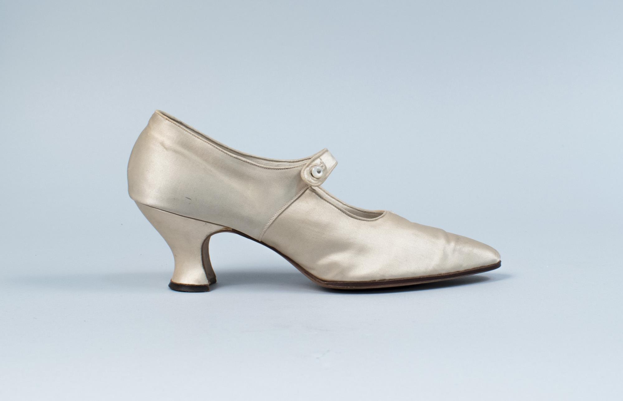 Image of Satin wedding shoes, ca. 1923