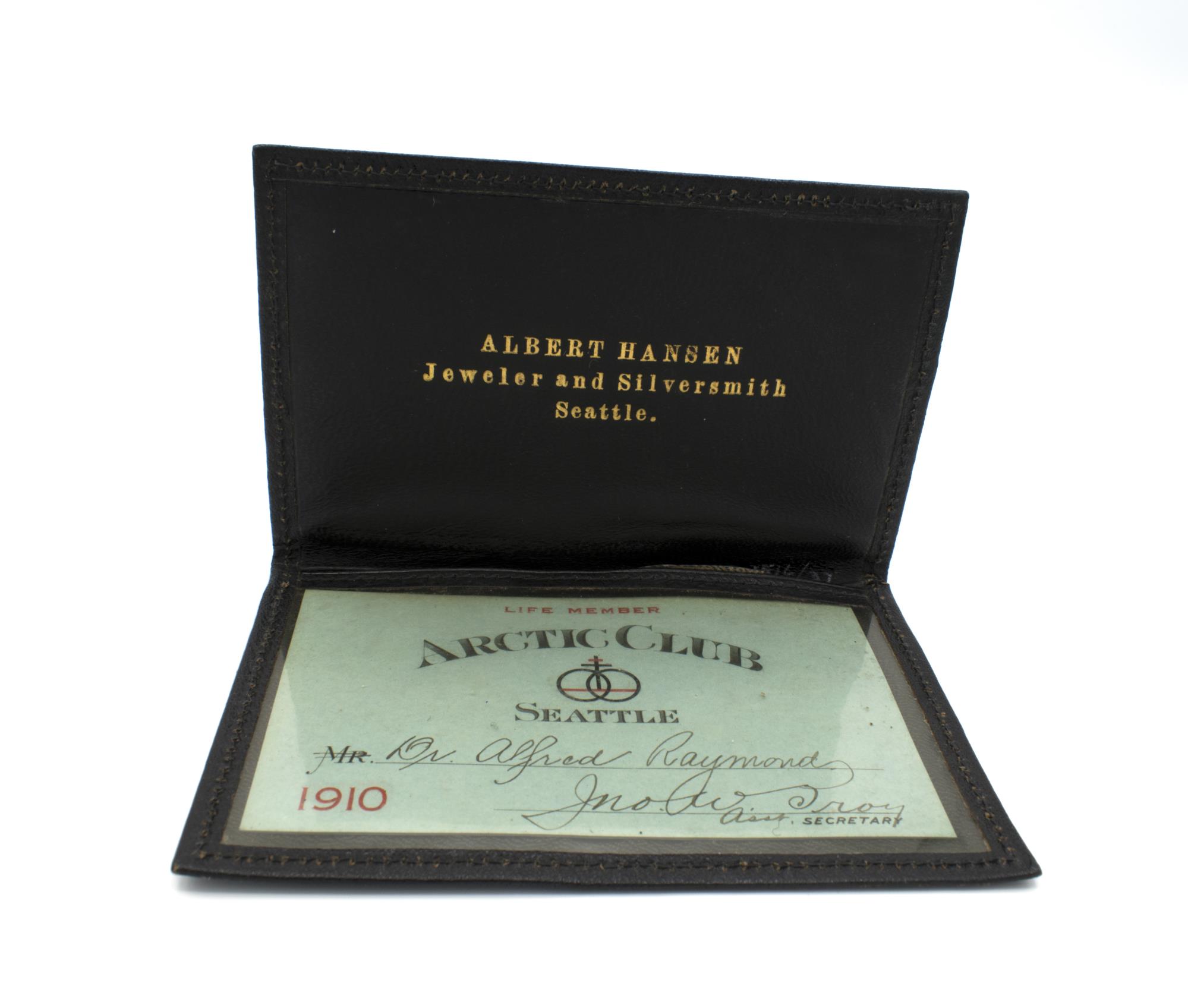 Image of Leather card case for Arctic Club member Dr. Alfred Raymond, 1910