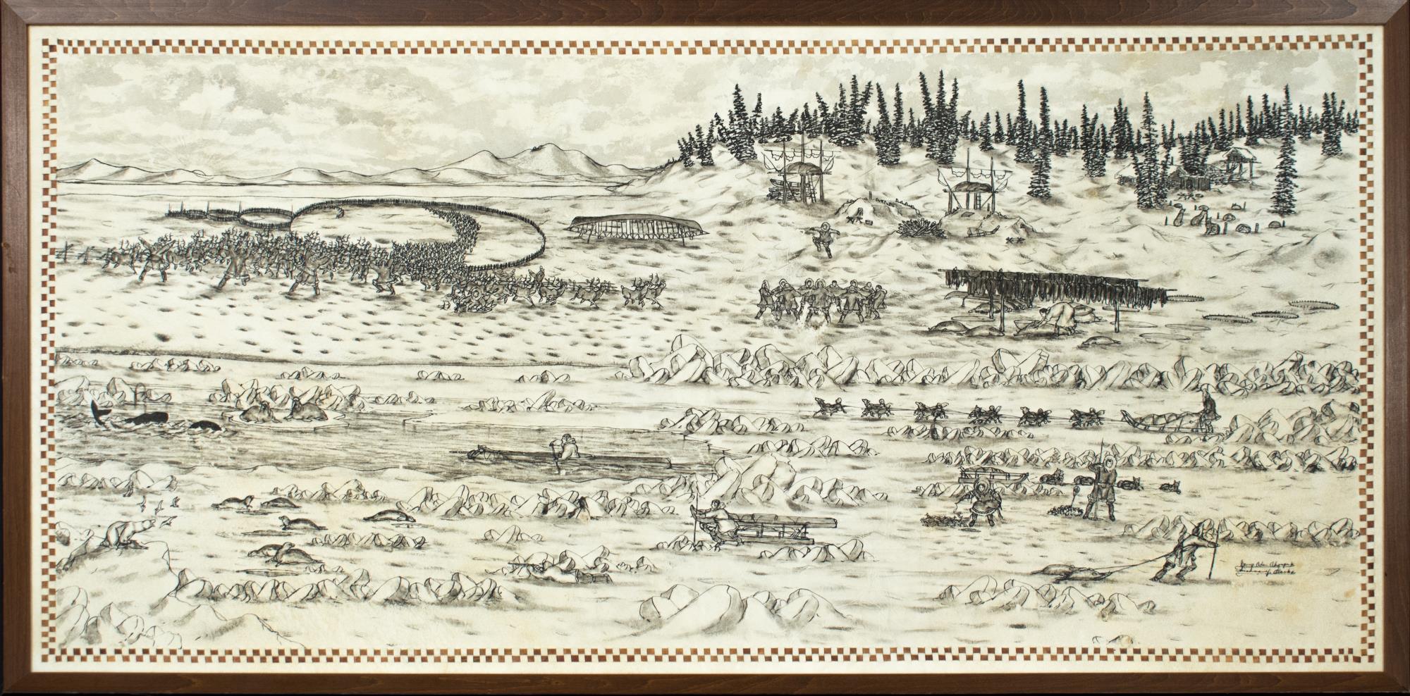 Image of Drawing on animal hide by George Twok Aden Ahgupuk, ca. 1930-1950