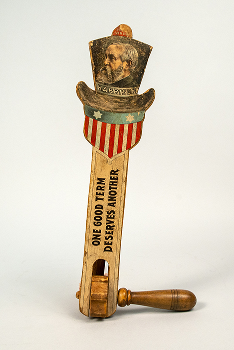 Image of Noisemaker promoting Benjamin Harrison for United States President in 1892
