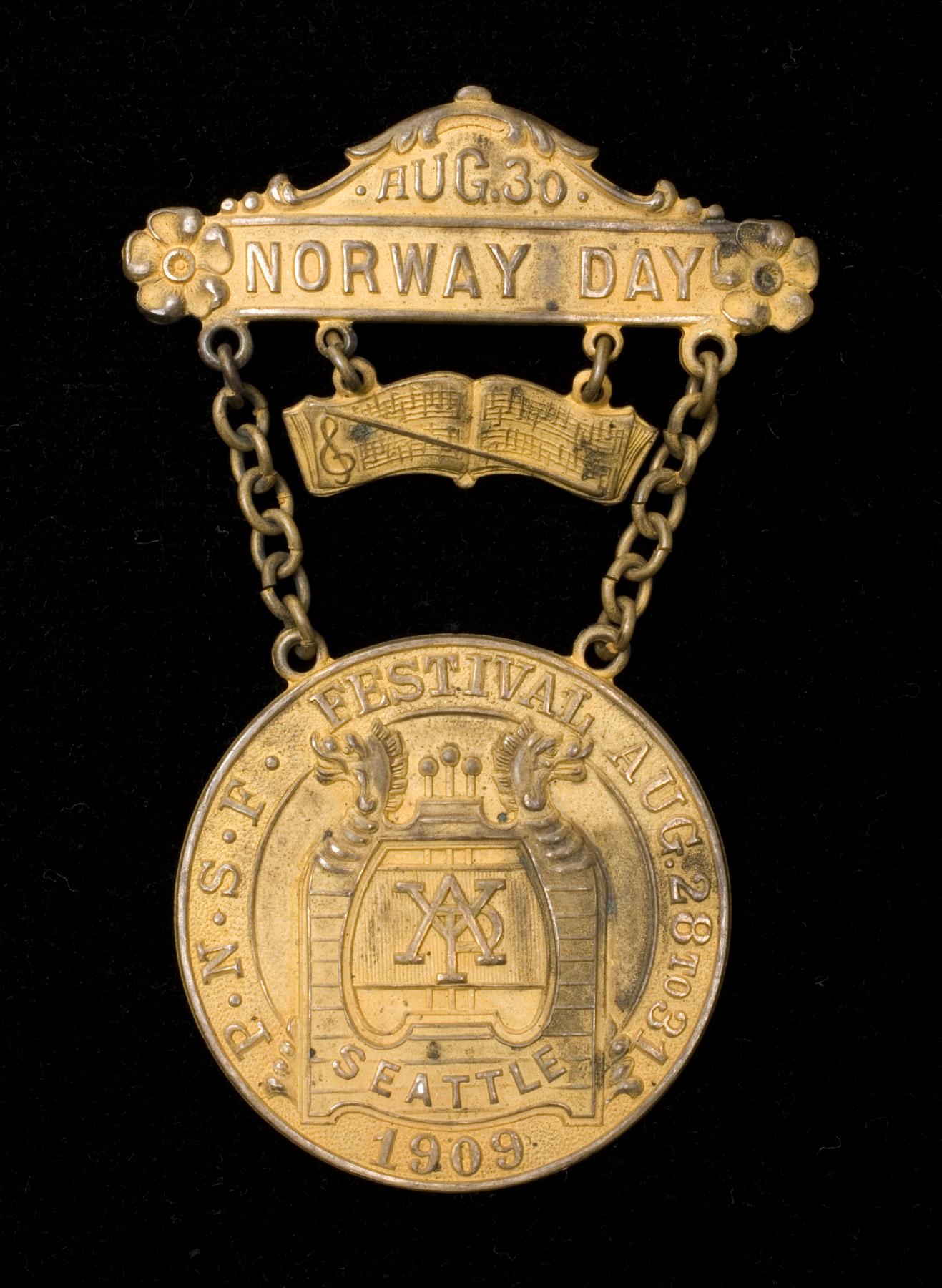 Image of Norway Day medal from the Alaska-Yukon-Pacific Exposition (AYPE), 1909