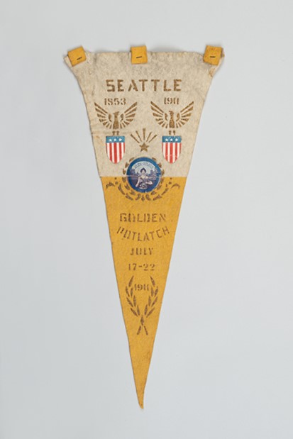 Image of Souvenir pennant of the Golden Potlatch, 1911