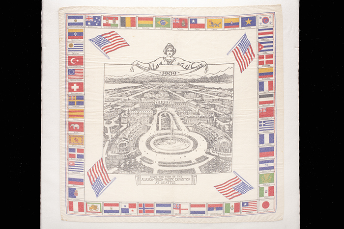 Image of Souvenir handkerchief commemorating the 1909 Alaska-Yukon-Pacific Exposition (AYPE)
