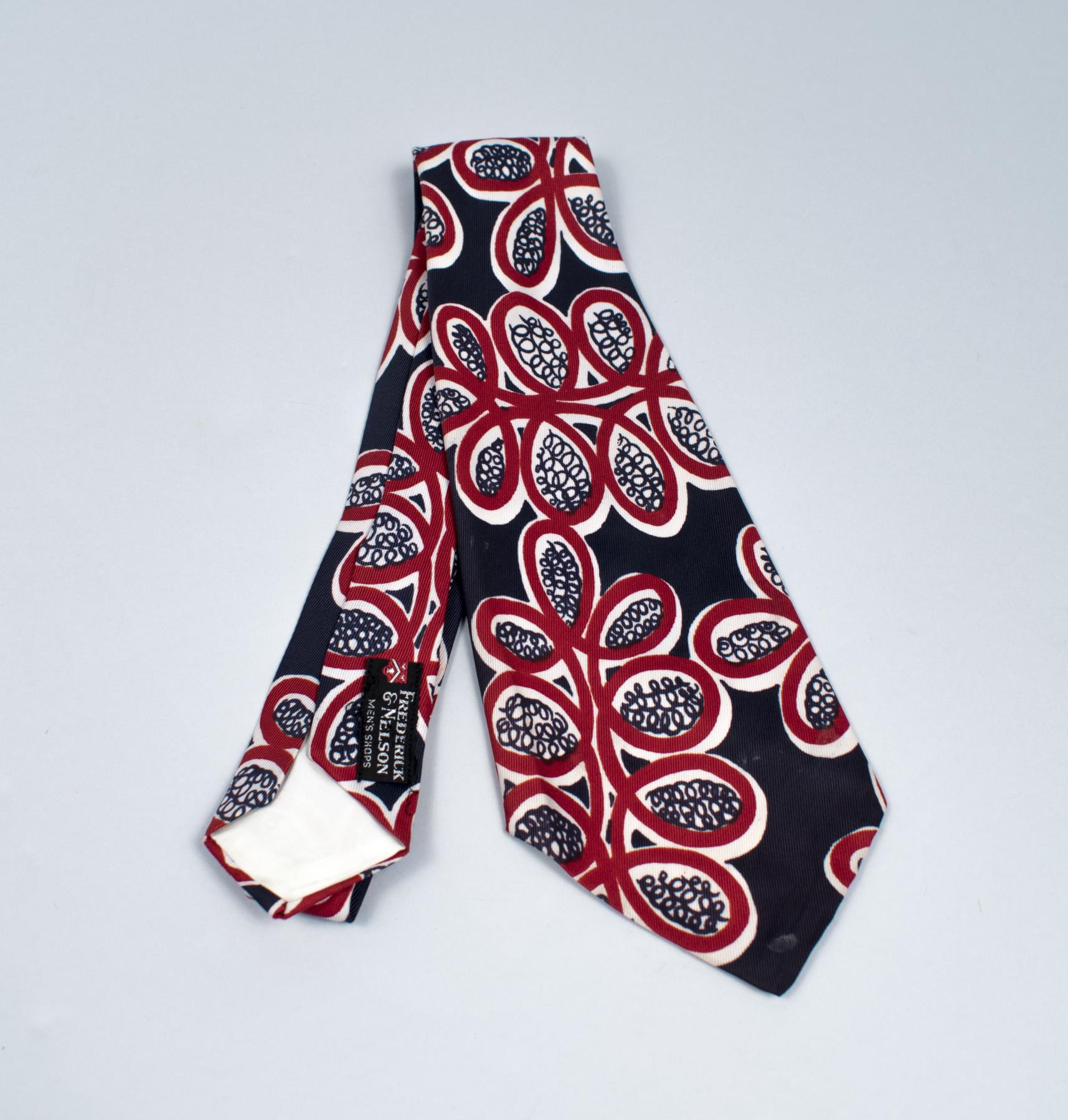 Image of Navy blue and red silk necktie, ca. 1950s-1960s