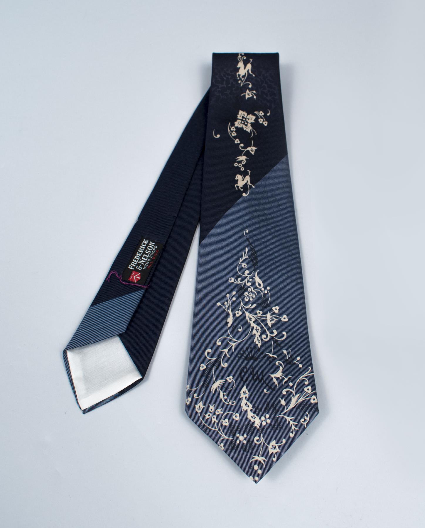 Image of Two-tone blue silk necktie, ca. 1950s-1960s