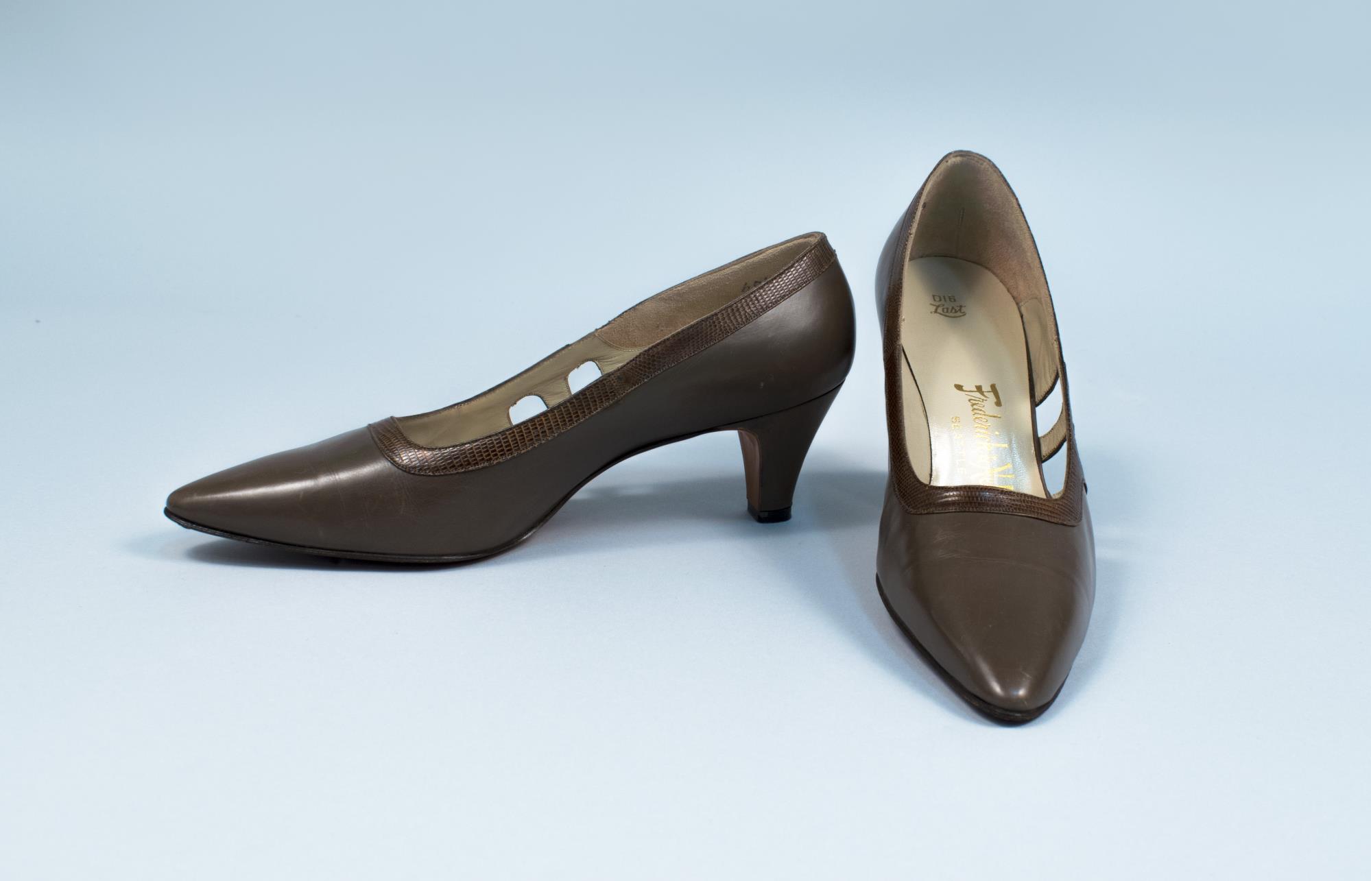 Image of Designer taupe walking pumps, 1963