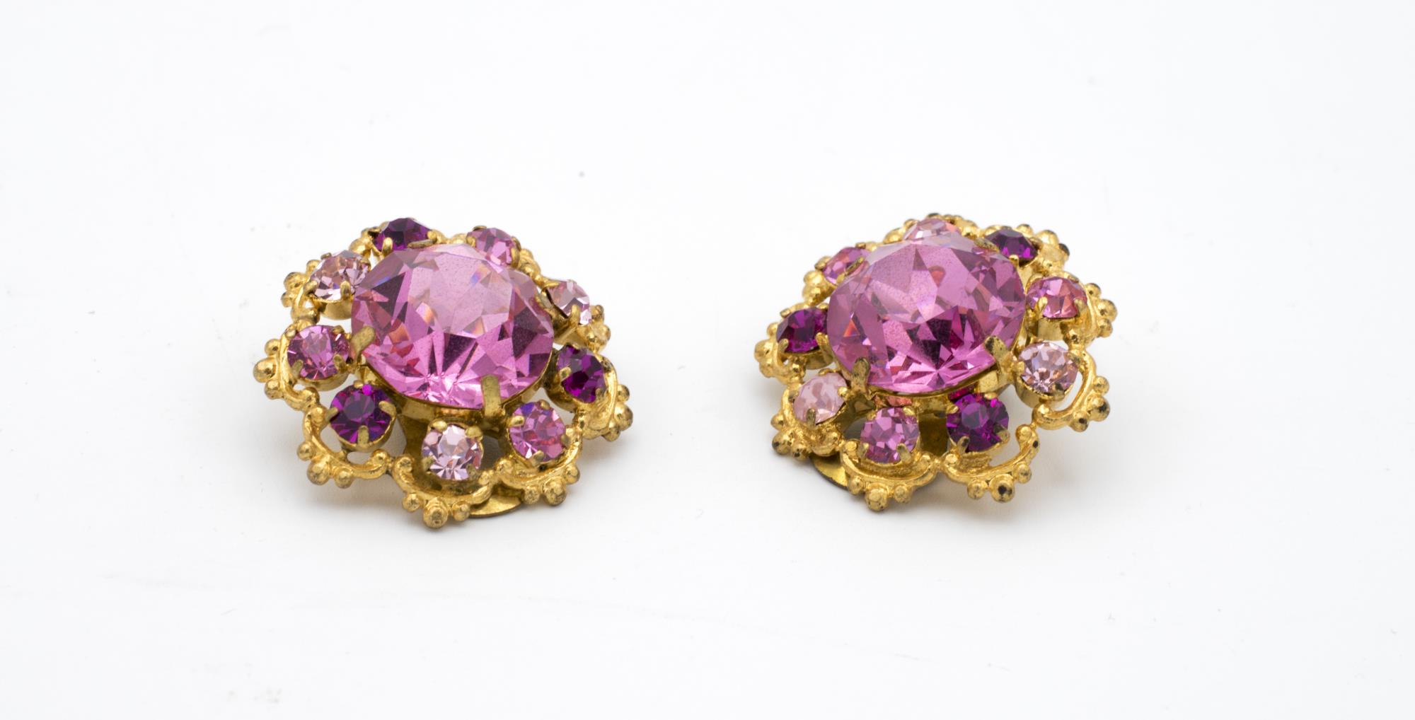 Image of Pair of pink stone earrings, 1962