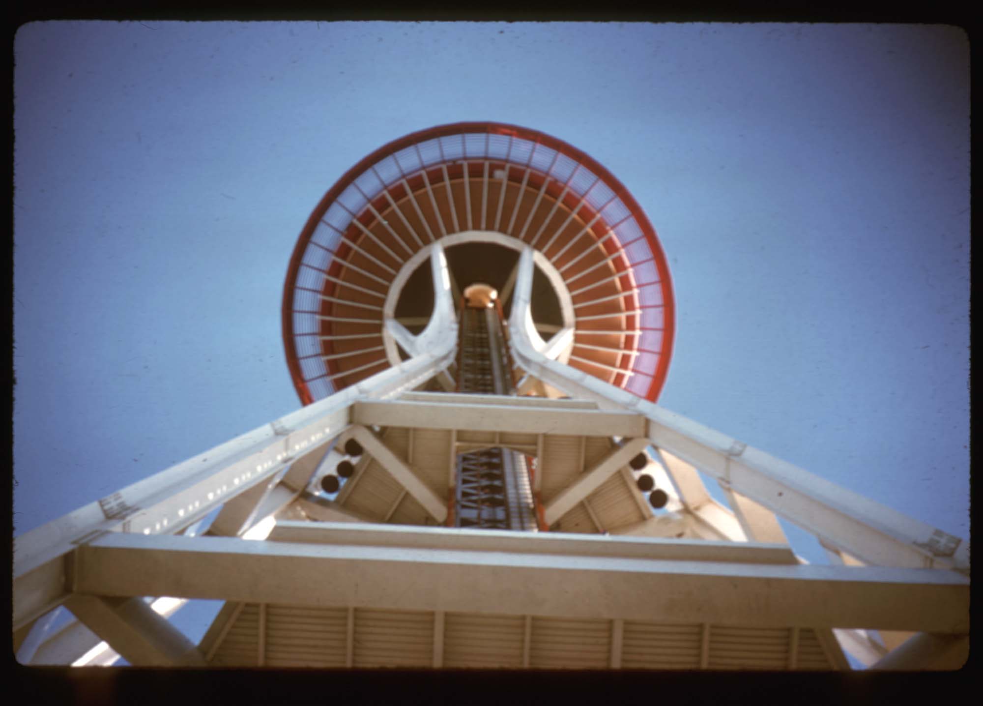 Image of View of the Space Needle, looking up from the base, Seattle, 1962