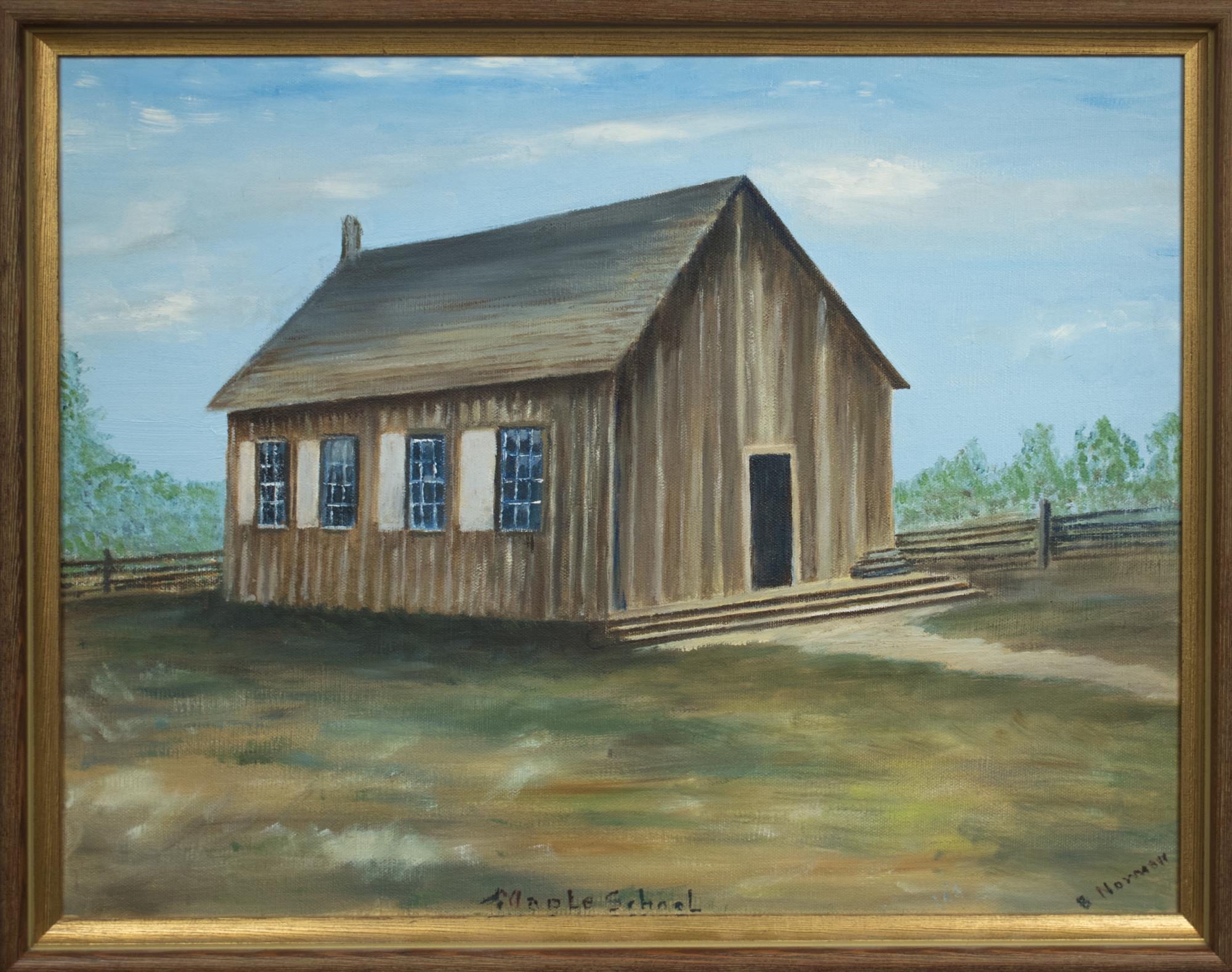 Image of Painting of Maple School, the first schoolhouse in King County, 1862-1895, by Beulah Maple Norman, ca. 1960