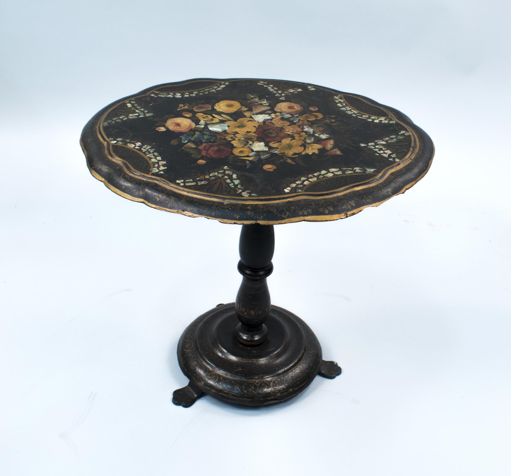 Image of Papier-mâché tilt top table made in Great Britain, 1840-1855