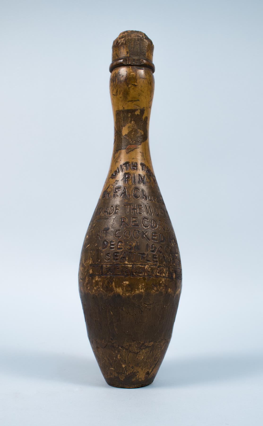 Image of Commemorative bowling pin, 1900