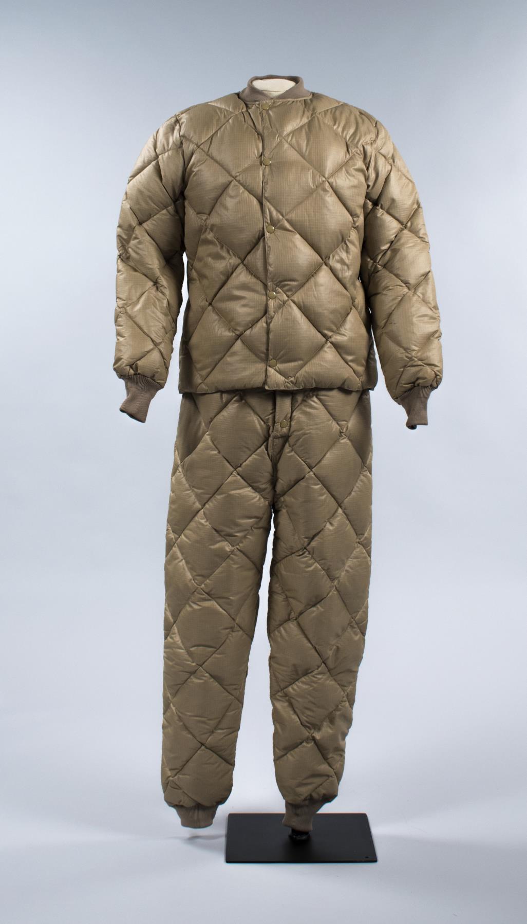 Image of Eddie Bauer goose-down insulated jacket and pants, 1940s-1960s