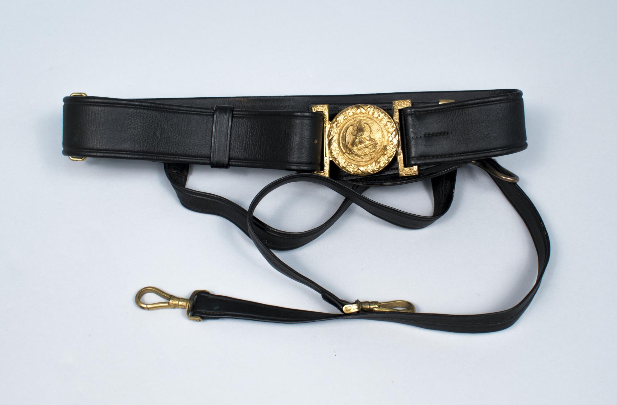Image of World War I Navy Officer's black leather belt, ca. 1914