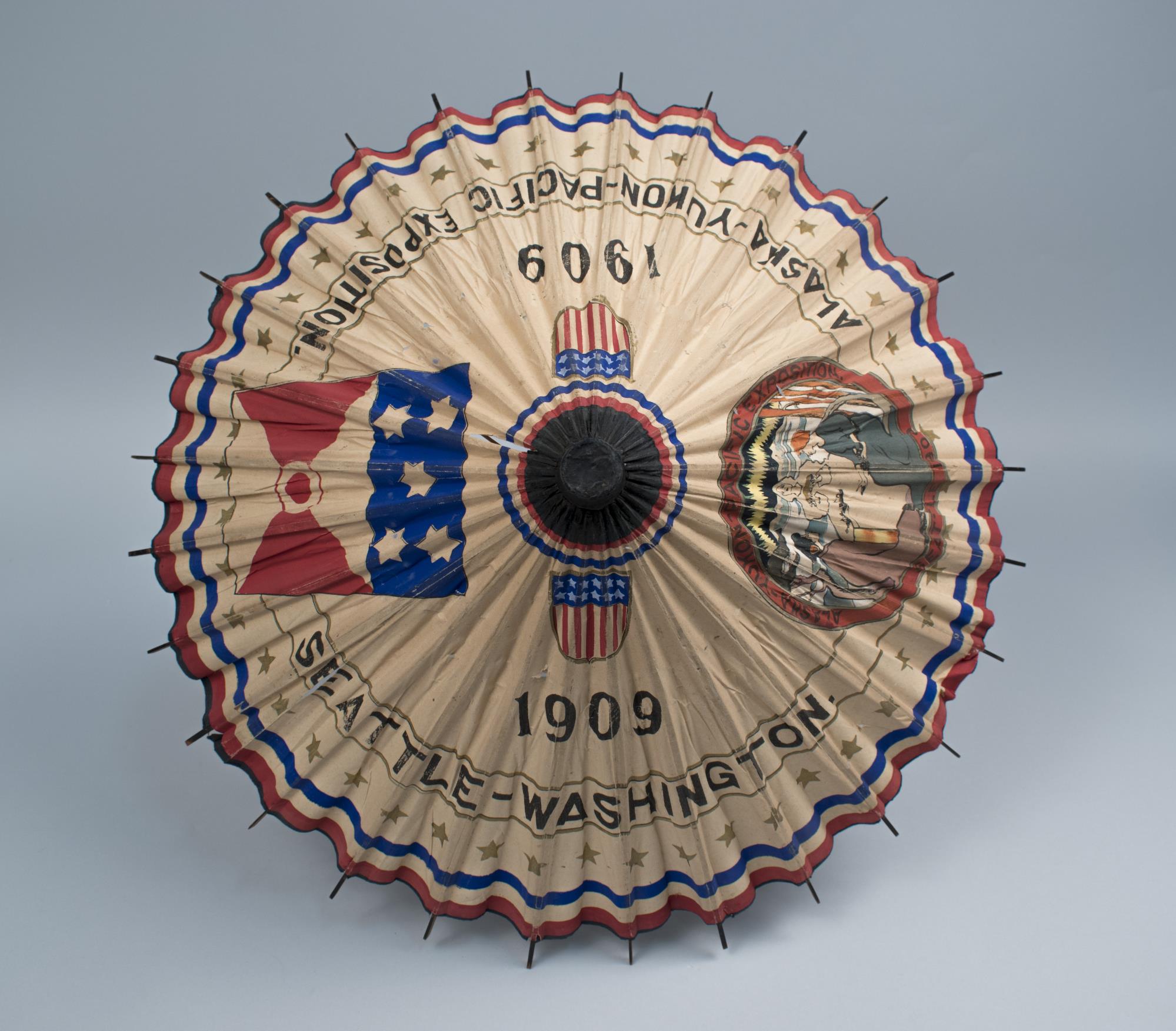 Image of Souvenir paper parasol from the Alaska-Yukon-Pacific Exposition (AYPE), 1909